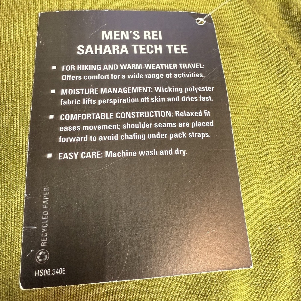 REI T-Shirt Mens X-Large Green Sahara‎ Hiking Outdoor Crew Neck Wicking SS Logo - Picture 5 of 7